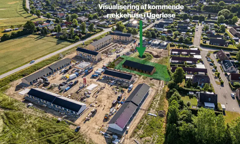Visualisering af kommende rækkehuse i Højgårdslunden